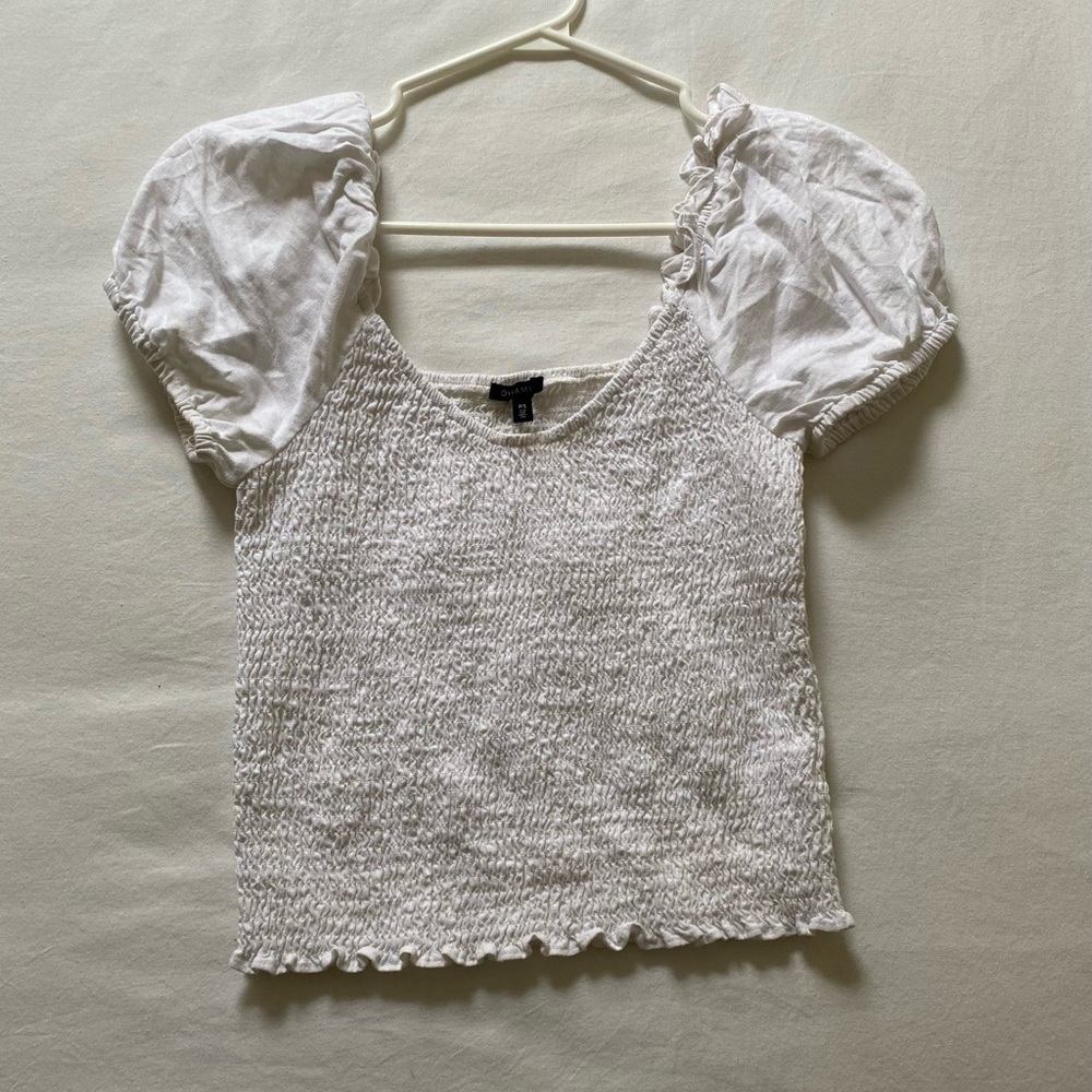 Smocked puff sleeve shirt